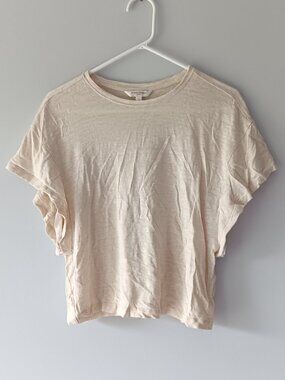 Banana Republic Linen Short Sleeve Dolman Relaxed Fit Shirt Beige Small